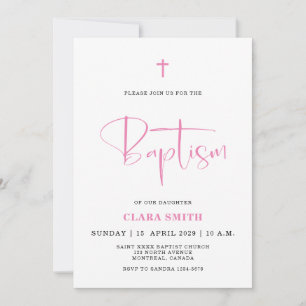Minimalist Pink Girl Baptism invitation