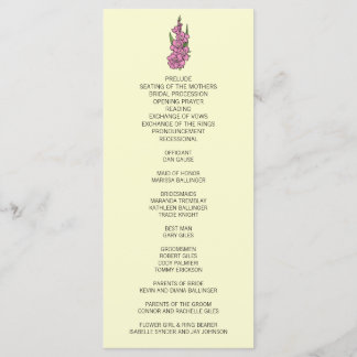 Minimalist Pink Gladiolus Wedding Program Programme