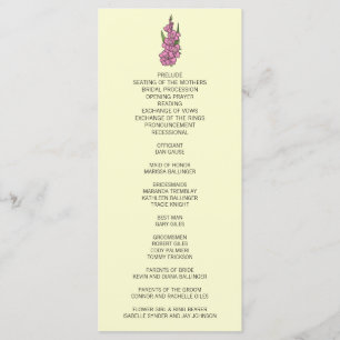 Minimalist Pink Gladiolus Wedding Program Programme