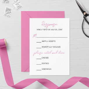 Minimalist Pink Gladiolus Wedding RSVP Card
