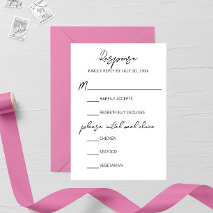 Minimalist Pink Gladiolus Wedding RSVP Card