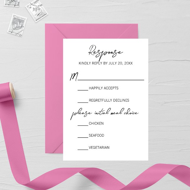 Minimalist Pink Gladiolus Wedding RSVP Card (Creator Uploaded)