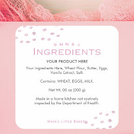 Minimalist Pink Glitter Dot Bakery Ingredients Square Sticker