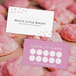 Minimalist Pink Glitter Dot Bakery Loyalty Business Card