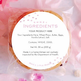 Minimalist Pink Glitter Dot Ingredient List Classic Round Sticker
