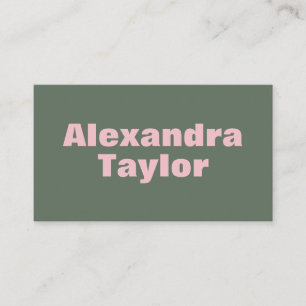 Minimalist Pink Green Aesthetic Personalised Bold Business Card