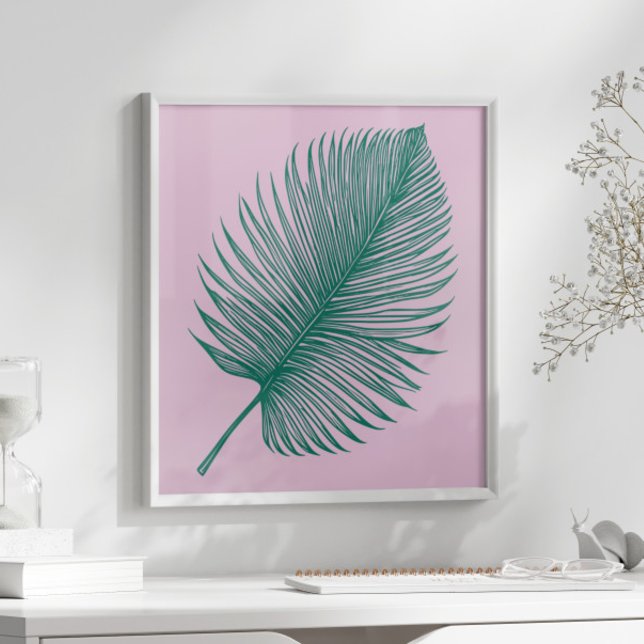Minimalist Pink Green Palm Leaf Botanical Art  Poster (Creator Uploaded)