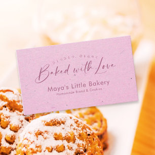 Minimalist Pink Kraft Elegant Script Bakery Business Card