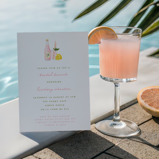 Minimalist Pink Lemonade Bridal Brunch Invitation (Creator Uploaded)