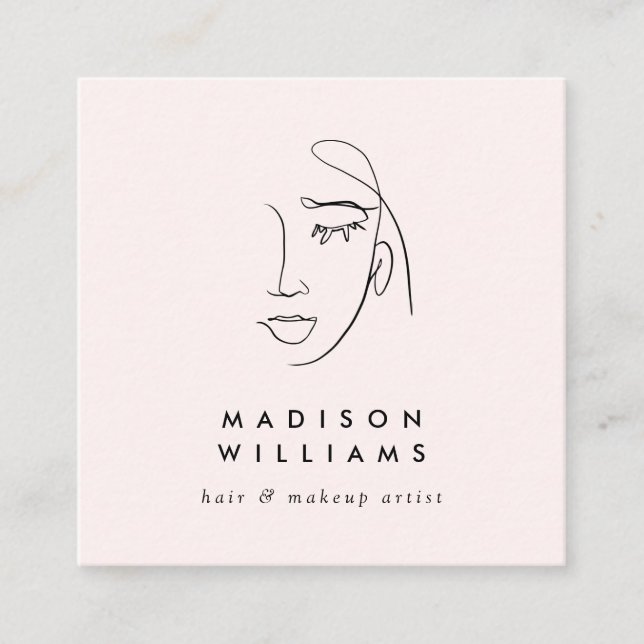 Minimalist Pink Makeup Artist Skin Care Square Business Card (Front)