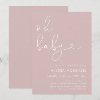 Minimalist Pink Modern Baby Shower Invitation