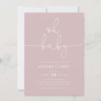 Minimalist Pink Modern Baby Shower Invitation