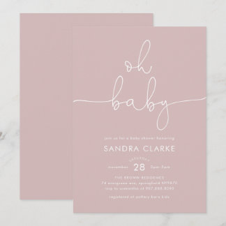 Minimalist Pink Modern Baby Shower Invitation