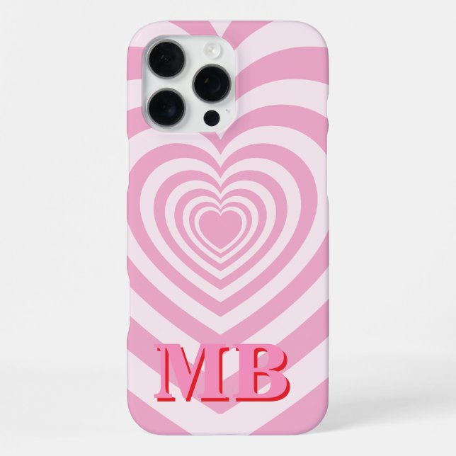 Minimalist Pink Modern Initial Monogram iPhone Case (Back)