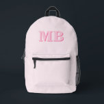 Minimalist Pink Modern Initial Monogram Printed Backpack<br><div class="desc">Minimalist Pink Modern Initial Monogram Backpack. Create your own personalised backpack with custom initial name.</div>