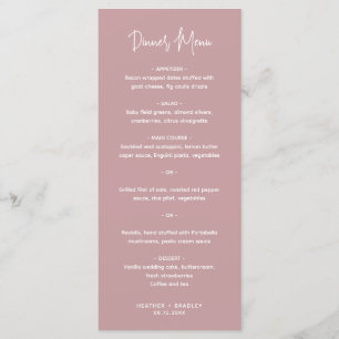 Minimalist Pink Modern Wedding Menu