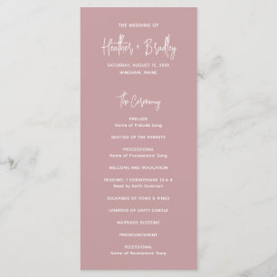 Minimalist Pink Modern Wedding Programme