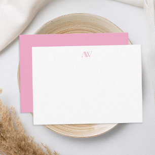 Minimalist Pink Monogram Card