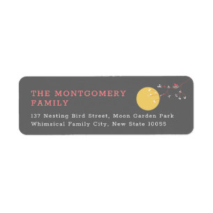 Minimalist Pink Nesting Birds & Family Address