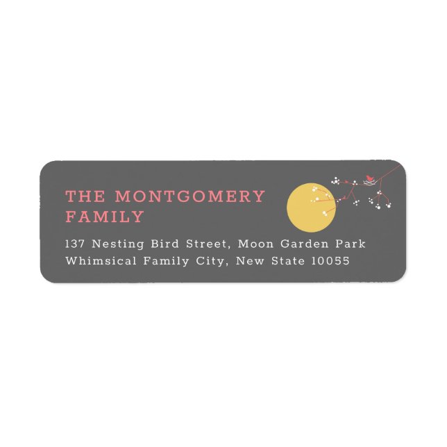 Minimalist Pink Nesting Birds & Family Address (Front)