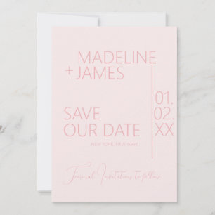 Minimalist Pink on Light Pink Type Save the Dates Invitation