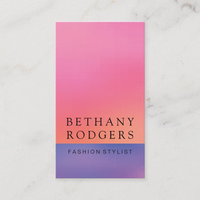 Minimalist Pink Orange Purple Blend Business Card (Front)