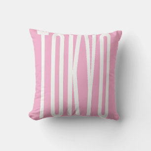Minimalist pink pastel colours Tokyo typography Cushion