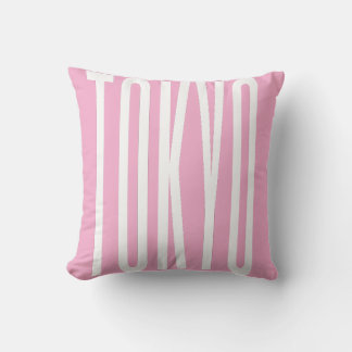 Minimalist pink pastel colours Tokyo typography Cushion