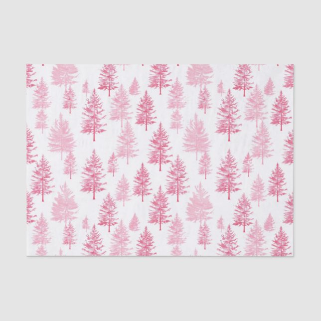Minimalist Pink Pine Trees Tissue Paper (Front)