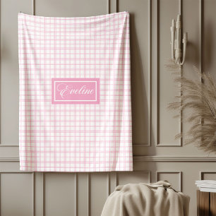 Minimalist Pink Plaid Blanket Personalised Cosy Ar