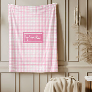 Minimalist Pink Plaid Blanket Personalised Cosy Ar