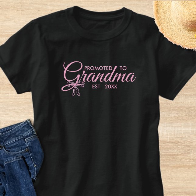 Minimalist Pink Promoted To Grandma Est Year T-Shirt (Creator Uploaded)