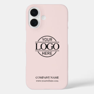 Minimalist Pink Promotional Company Business Logo iPhone 16 Case