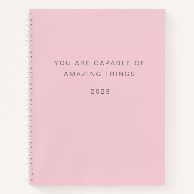 Minimalist Pink Quote  Notebook (Front)