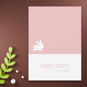 Minimalist Pink Rabbit Happy Easter Holiday Card