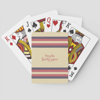 Minimalist, Pink Retro Stripes, Text on Cream Playing Cards