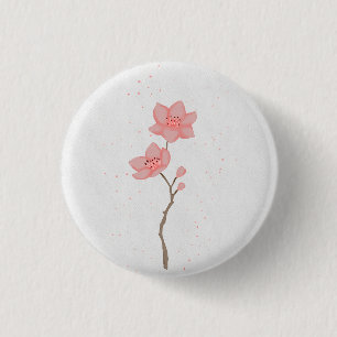Minimalist Pink Sakura Cherry Blossom Floral Art P 3 Cm Round Badge