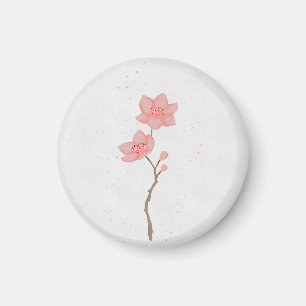 Minimalist Pink Sakura Cherry Blossom Floral Art P Magnet