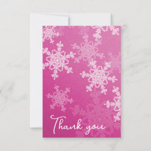 Minimalist Pink Snowflakes Baby Shower Thank you
