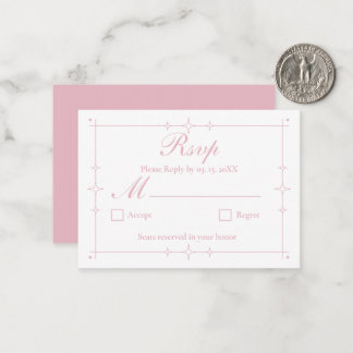 Minimalist Pink Sparkle Starburst Wedding RSVP Card