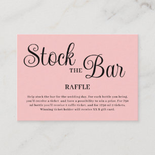 Minimalist Pink Stock the bar Bridal Shower  Enclosure Card