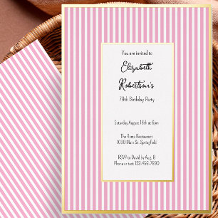 Minimalist Pink Stripes Gold 79th Birthday
