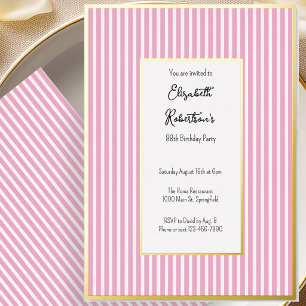 Minimalist Pink Stripes Gold 88th Birthday