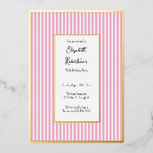 Minimalist Pink Stripes Gold 95th Birthday