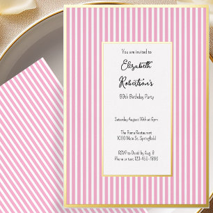 Minimalist Pink Stripes Gold 99th Birthday