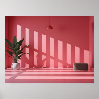 Minimalist Pink Toned Space: Light and Shadow Poster
