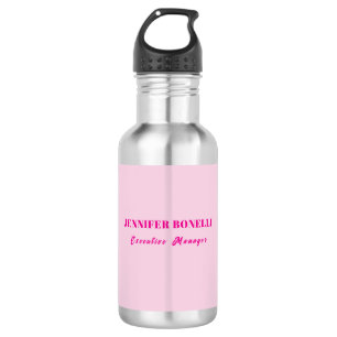 Minimalist pink trendy personalised customise name 532 ml water bottle