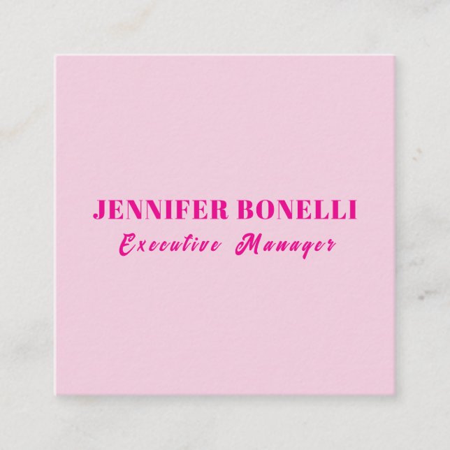 Minimalist pink trendy personalised customise name enclosure card (Front)