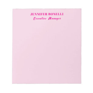 Minimalist pink trendy personalised customise name notepad