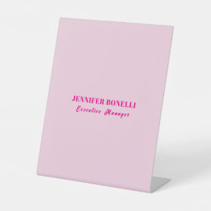 Minimalist pink trendy personalised customise name pedestal sign